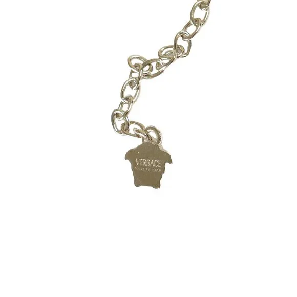 Versace Unisex Silver Color Metal Chain Medusa Head Sparkle Necklace Pendant